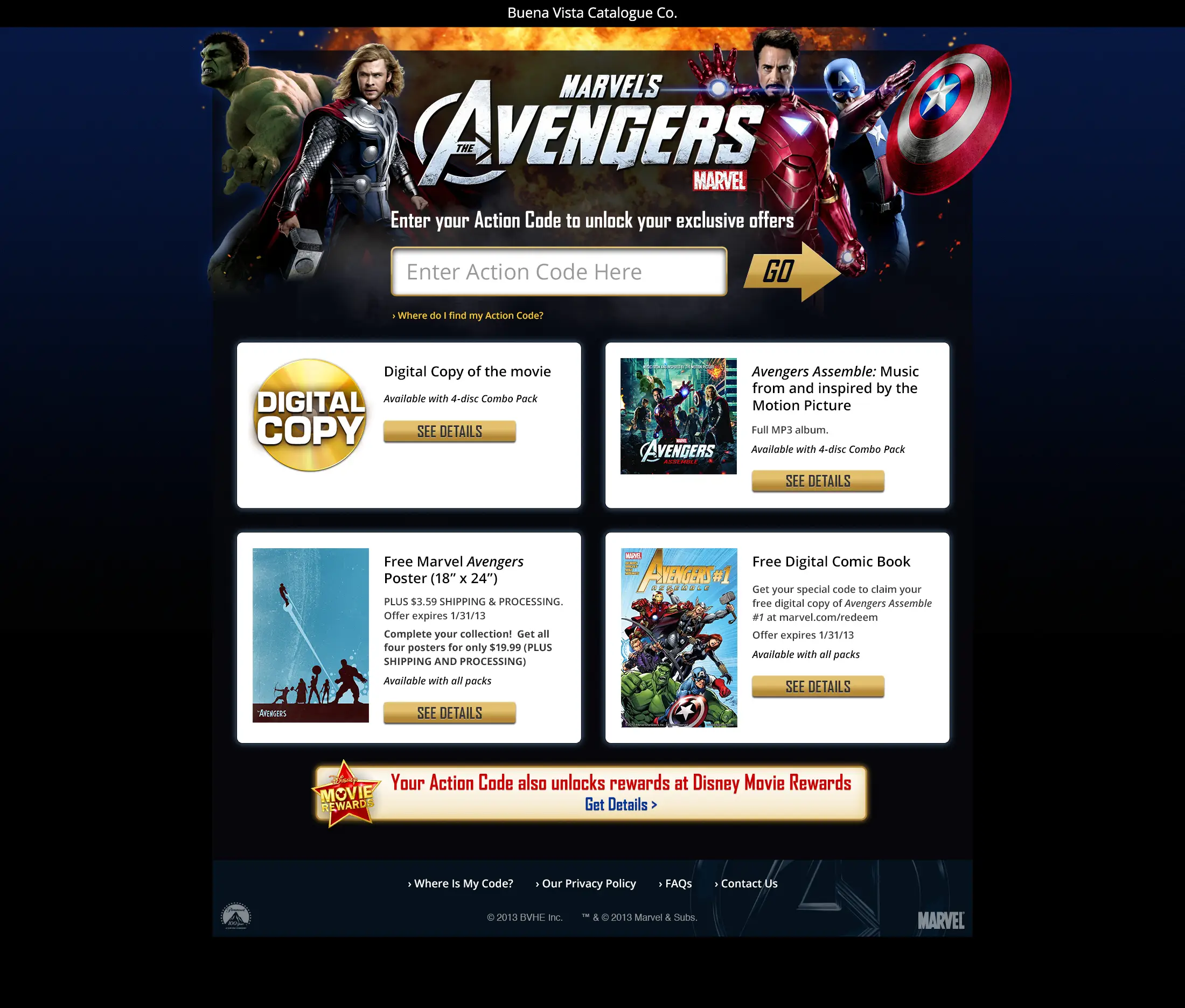 Avengers loyalty microsite