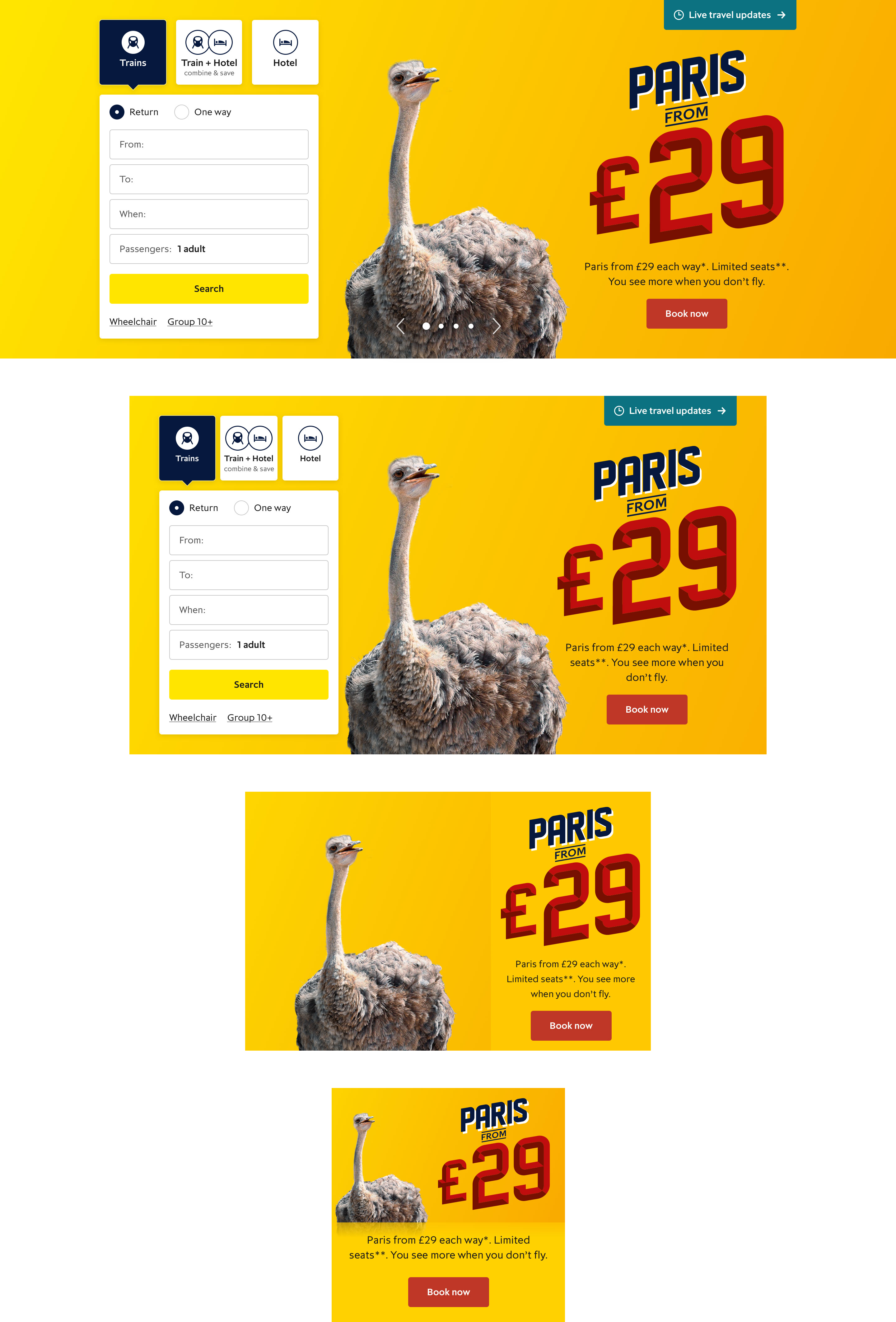 Eurostar homepage campaign takeover