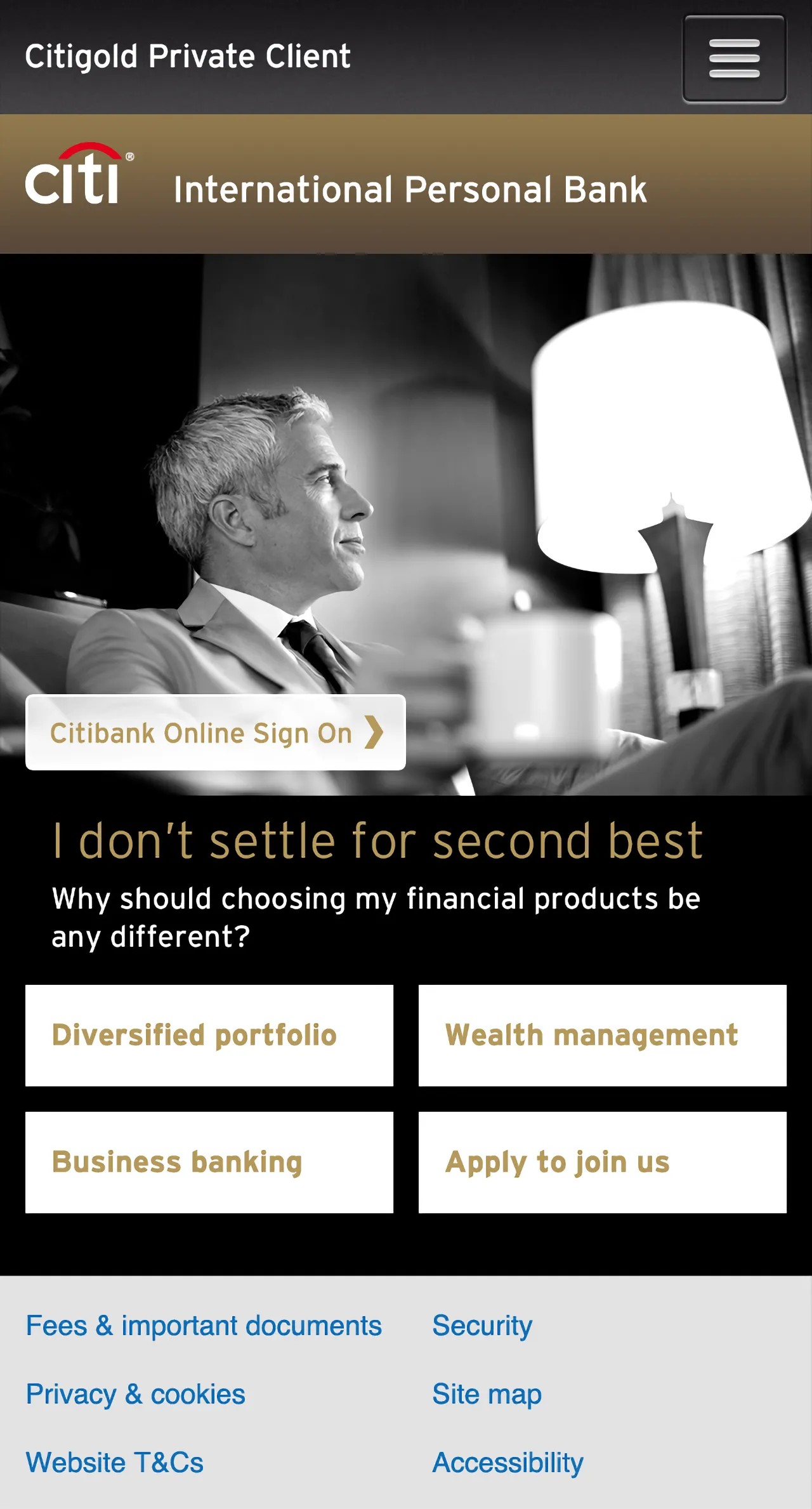 Citigold Private Client website