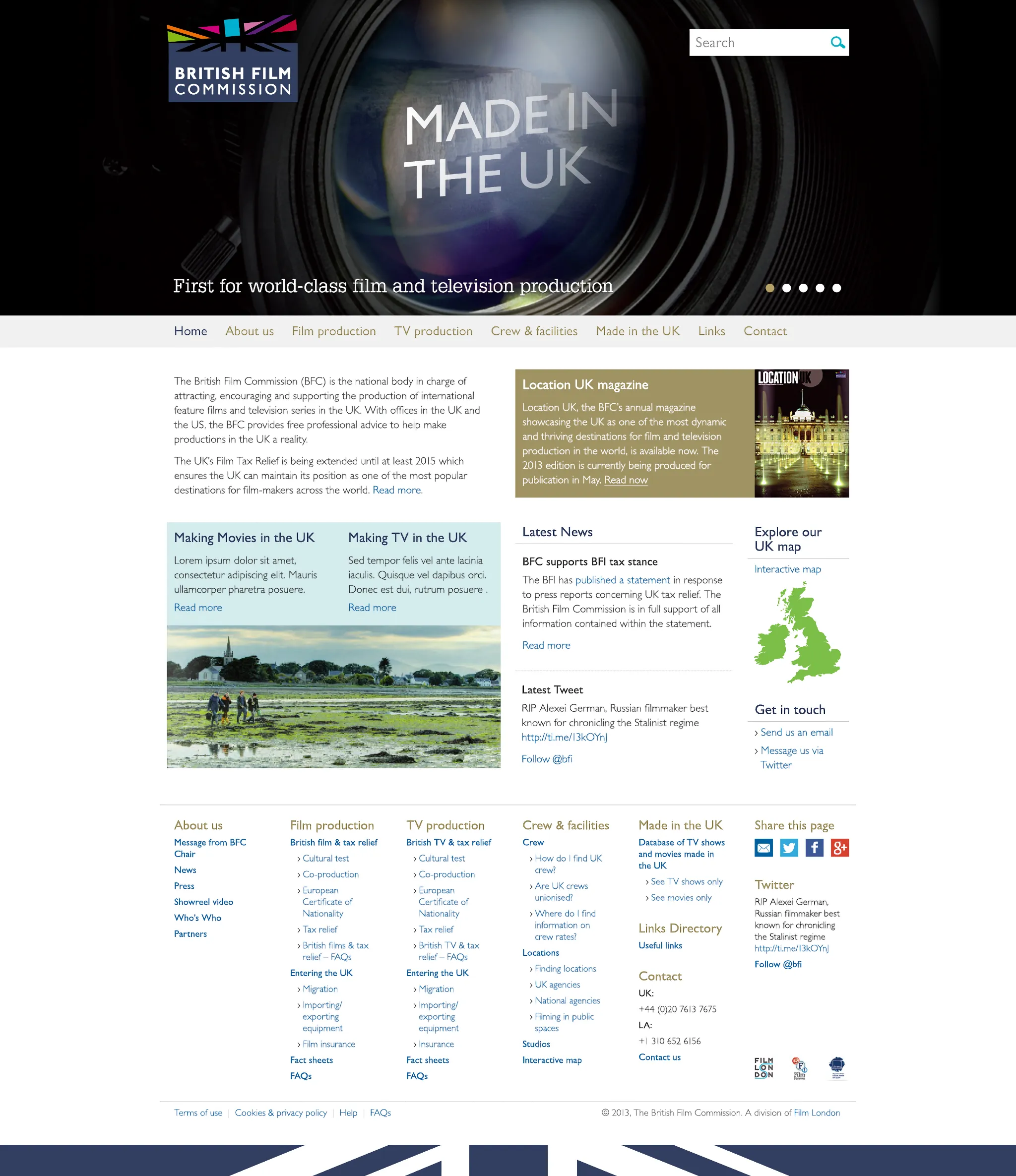 British Film Commission website