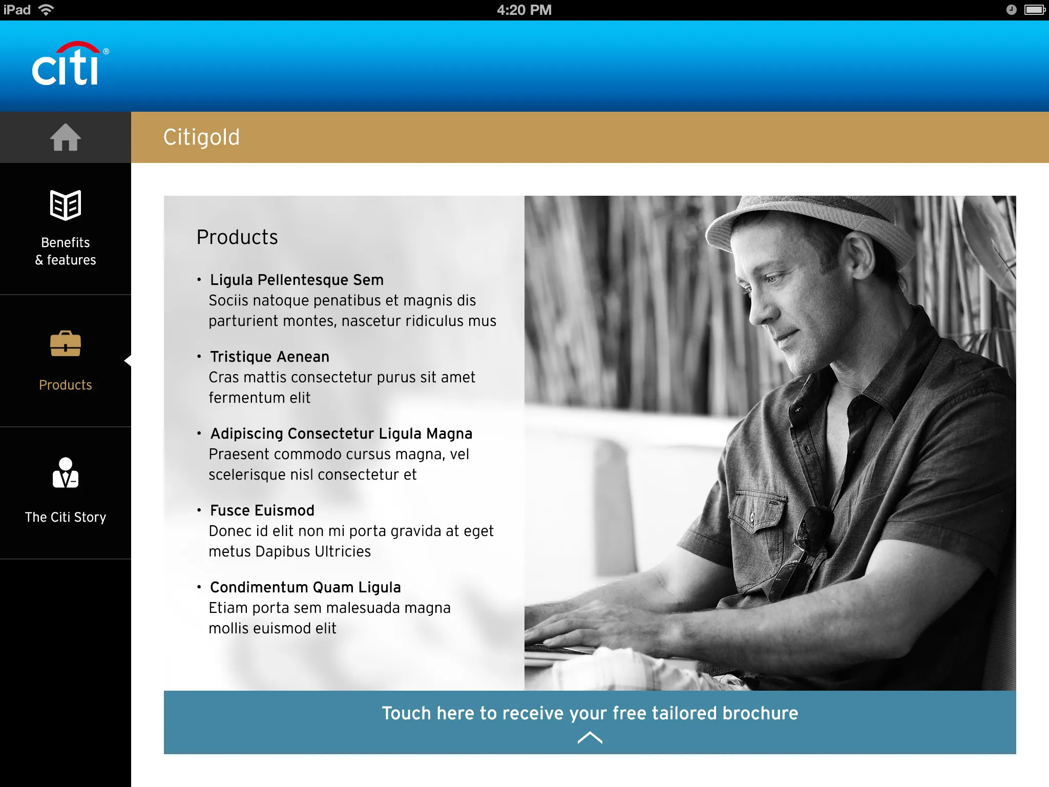Citi iPad app for event sales